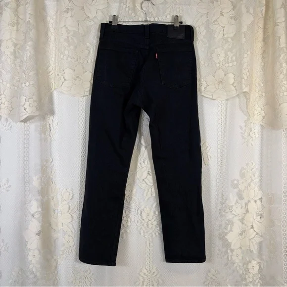 Levi's Wedgie Straight High Rise Denim Jeans Pants Black Sprout Size 27 - Picture 8 of 12
